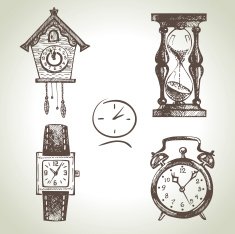 Hand drawn set of clocks and watches N2