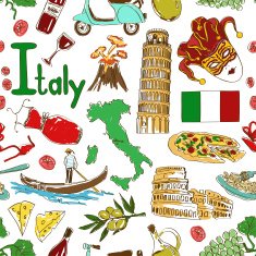 Sketch Italy seamless pattern