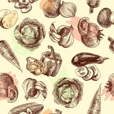 Vegetables sketch seamless pattern
