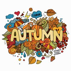 Autumn hand lettering and doodles elements background N9