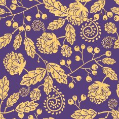 Wooden Floral Silhouettes Seamless Pattern Background