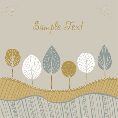 Greeting card with decorative ornamental autumn trees