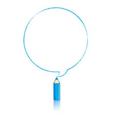 Blue Pencil Drawing Round Speech Balloon