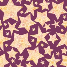 Floral Textured Stars Silhouettes Seamless Pattern Background