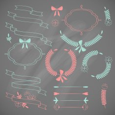 Set of retro ribbons and frames N11