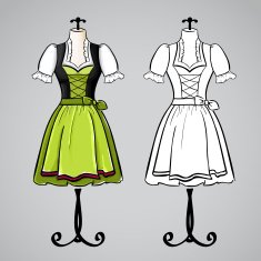 Hand drawn dirndl dress on mannequin N2