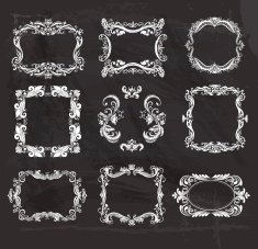 Set of vintage frames on the chalkboard