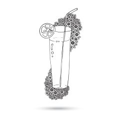 Wine Glass With The Doodle Circular Pattern Grunge Background N5