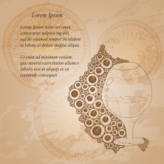 Wine Glass With The Doodle Circular Pattern Grunge Background N6