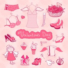 Set of female things for Valentine's Day