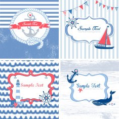 Set of 4 Nautical cards N3