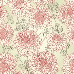 Hand drawn floral wallpaper with set of different flowers N23