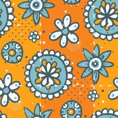 bright orange pattern with floral elements