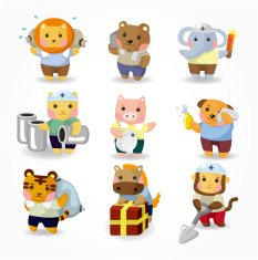 Cartoon animal worker icons N2