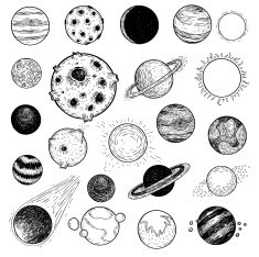 Set of planets icon hand drawn vector illustration N9
