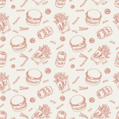 Hand drawn fast food doodle pattern N7