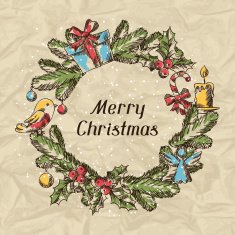 Merry Christmas hand drawn invitation card template N13