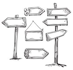 Set of signboards Hand drawn