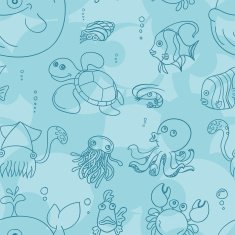 Seamless background - Marine animals