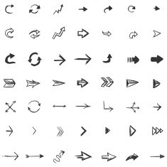 Vector Set of 49 Sketch Arrows and Cursors
