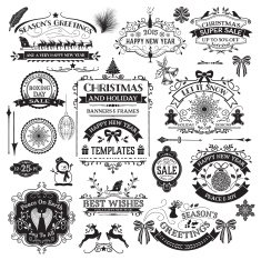 Hand Drawn Christmas Ornaments & Labels N4