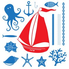 Silhouette Sea - Hand drawn set of sea symbols N2