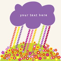 hearts rain and clouds speech bubbles Children's vector illustration N2
