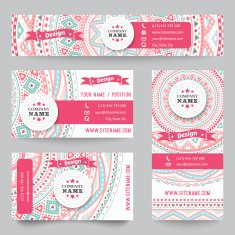 Set of corporate identity templates with doodles tribal theme