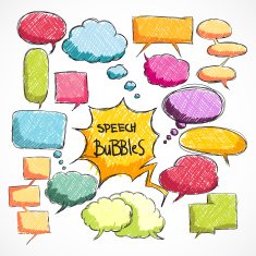 Doodle comic chat bubbles collection