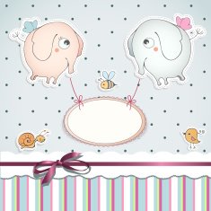 Card design with funny elephants