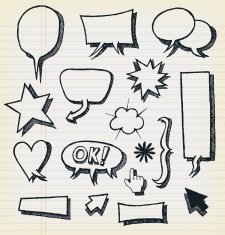 Doodle Speech Bubbles And Elements Set