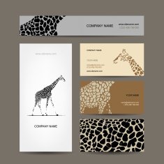 Business cards collection giraffe pattern
