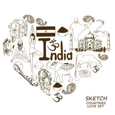Indian symbols in heart shape concept N2