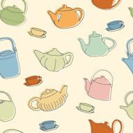 Colorful teapots seamless pattern
