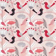 Romantic seamless pattern Birds and flowers N5