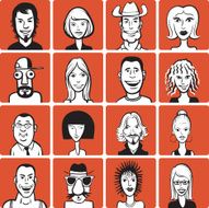 Doodle funny faces set