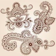 Henna Mehndi Tattoo Paisley Floral Doodle Vector Elements N2