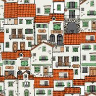 Seamless pattern of old houses N2