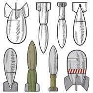 Bombs shells and ammunition vector