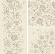 set seamless floral patterns