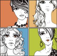 vector collection of hand-drawn portraits