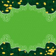 green background with shamrock and golden coins