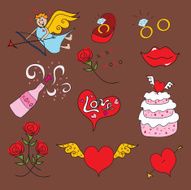 Stupid Cupid with Valentine icon doodles