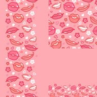 Kissing Lips Seamless Patterns Set
