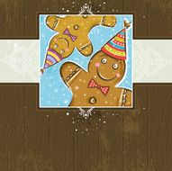 wooden christmas background with Gingerbread Man