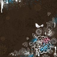 hand draw flowers on brown background