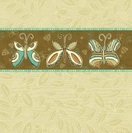 hand draw butterflys on beige squares background