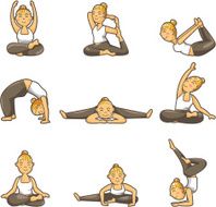 cartoon yoga people icon