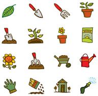Isolated gardening hand drawn cartoons
