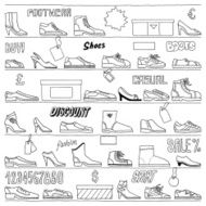 Doodle shoes set hand drawn Vector illustration